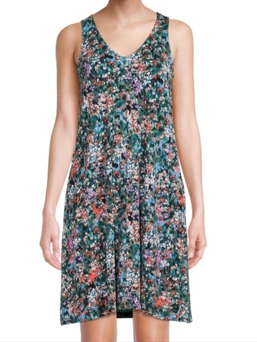 New Time And Tru Women's M Sleeveless Floral Ditsy Dress